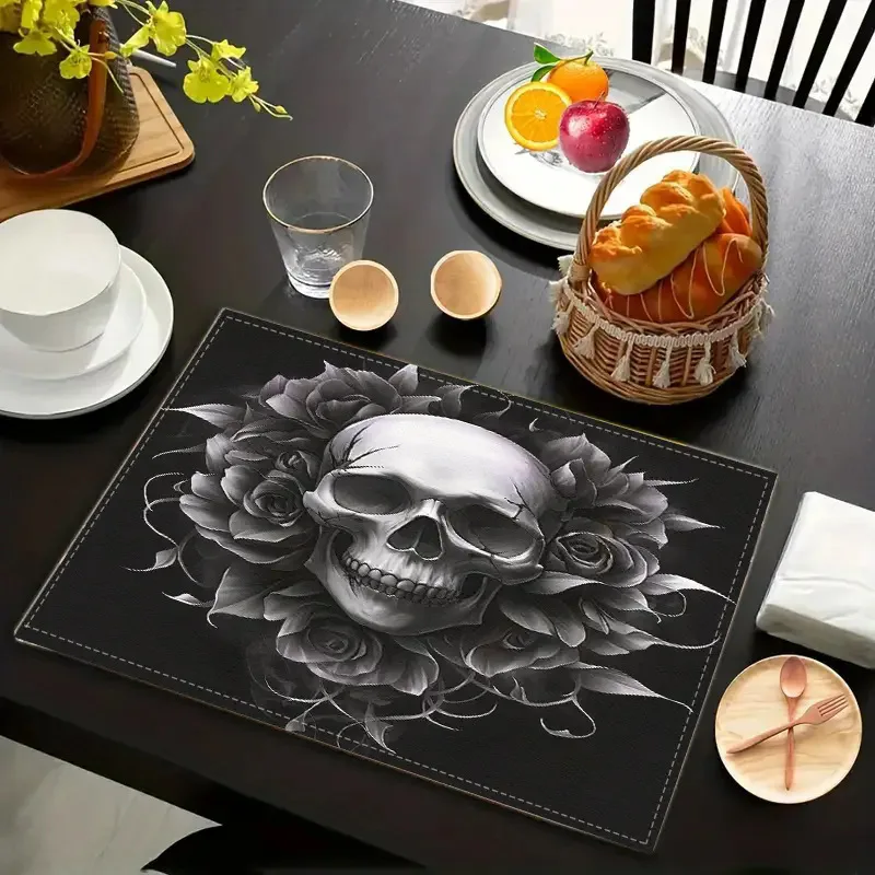 Black Rose Skull Print Placemat Gothic Non Slip Heat Resistant Washable Dinner Table Mat
Black Rose Skull Print Placemat Gothic Non Slip Heat Resistant Washable Dinner Table Mat