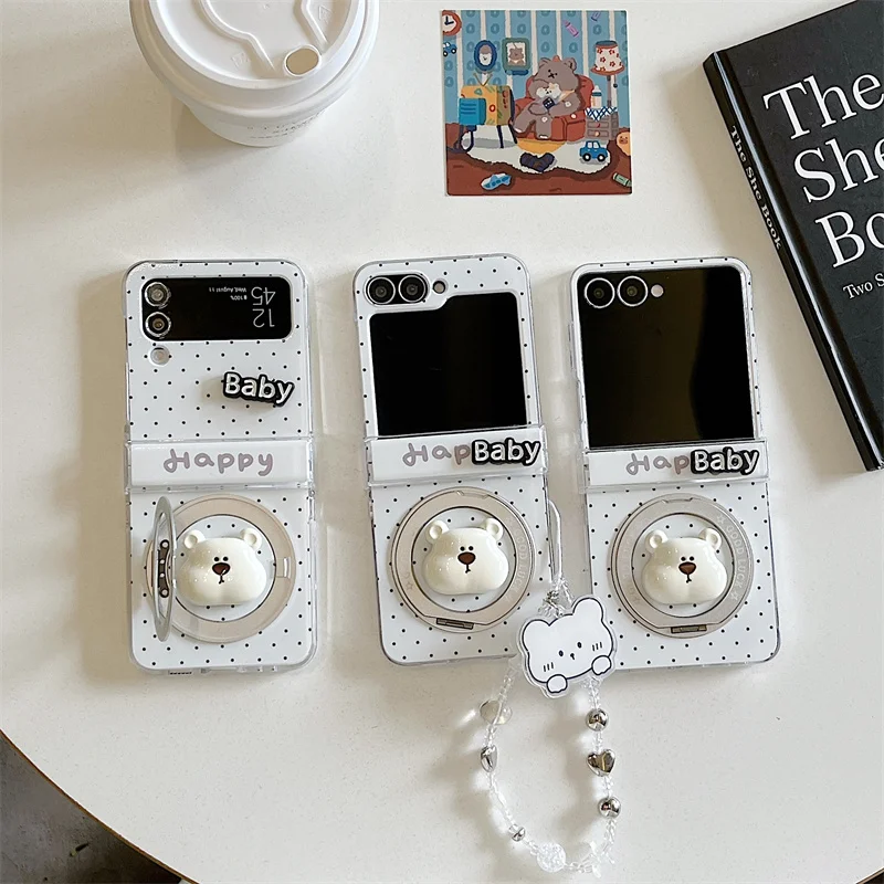 Cute 3D Bear Wrist Chain Phone Case For Samsung Galaxy Z Flip 5 6 7 Polka Dot Happy Baby Clear Fold Cover Shockproof Shell Gift
Cute 3D Bear Wrist Chain Phone Case For Samsung Galaxy Z Flip 5 6 7 Polka Dot Happy Baby Clear Fold Cover Shockproof Shell Gift
