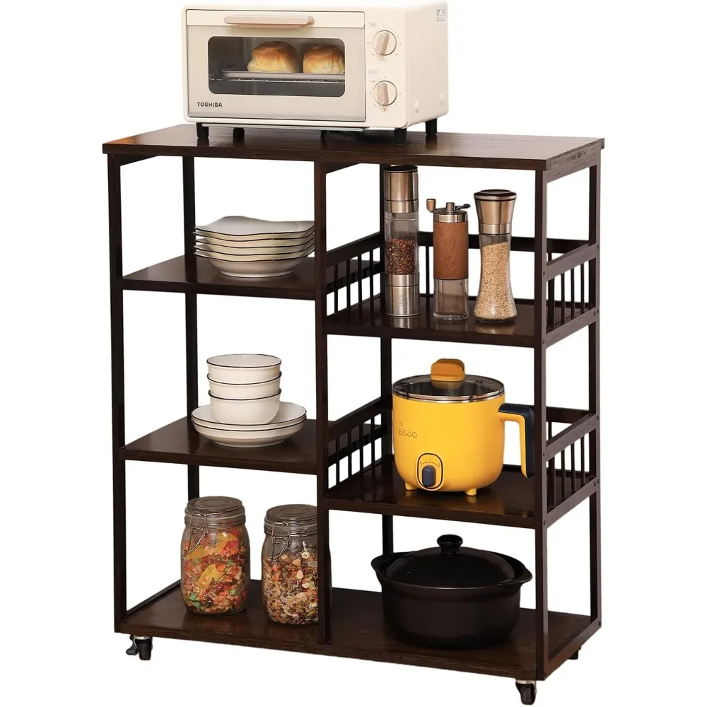 Bamboo Kitchen Storage Rack with 4 Tiers and Coffee Bar, Plus Microwave Stand and Utility Cart on Wheels
Bamboo Kitchen Storage Rack with 4 Tiers and Coffee Bar, Plus Microwave Stand and Utility Cart on Wheels