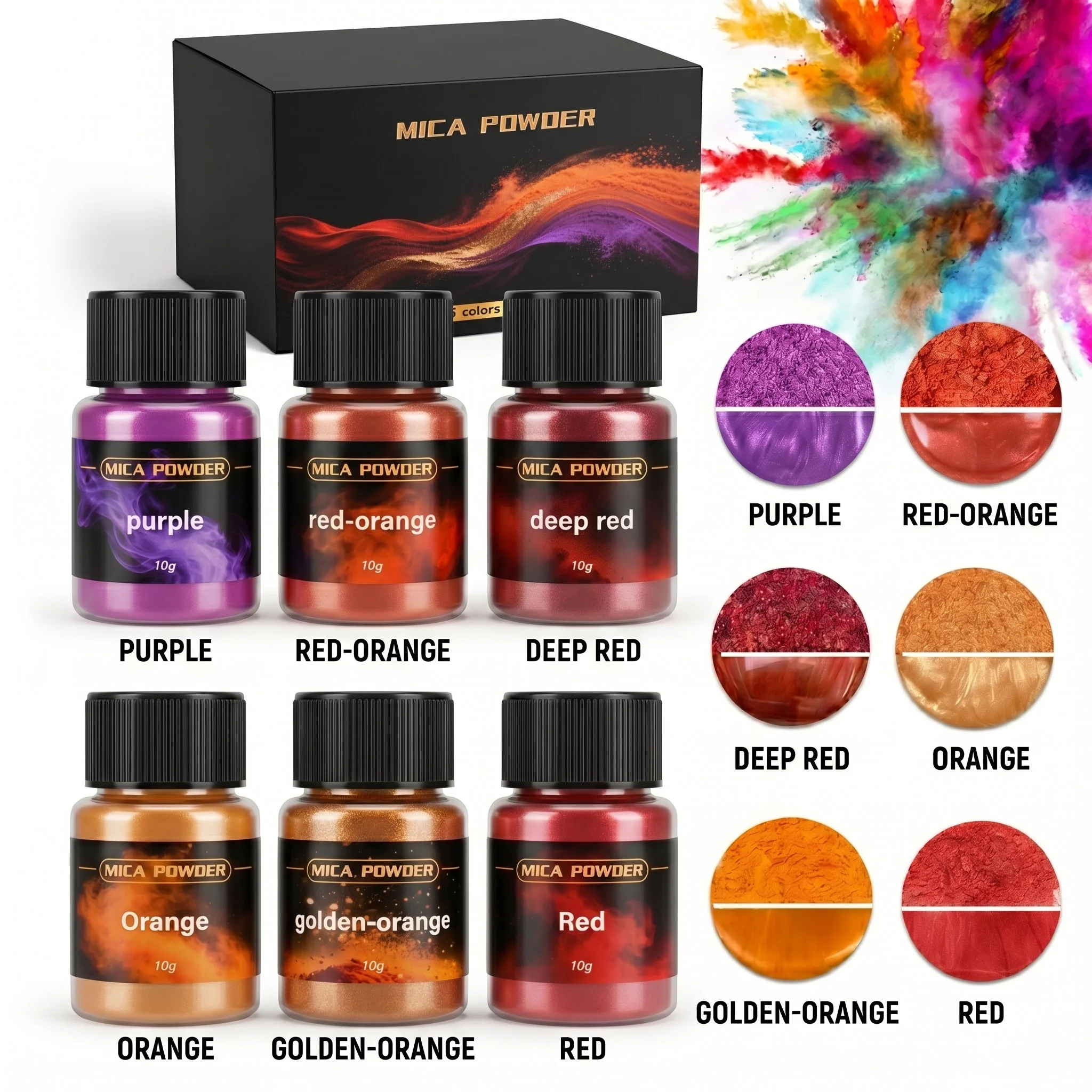 6Colors/Sets metallic powder pigments, suitable for DIY resin, plaster, and candle molds; mica powder pearlescent resin pigments
6Colors/Sets metallic powder pigments, suitable for DIY resin, plaster, and candle molds; mica powder pearlescent resin pigments