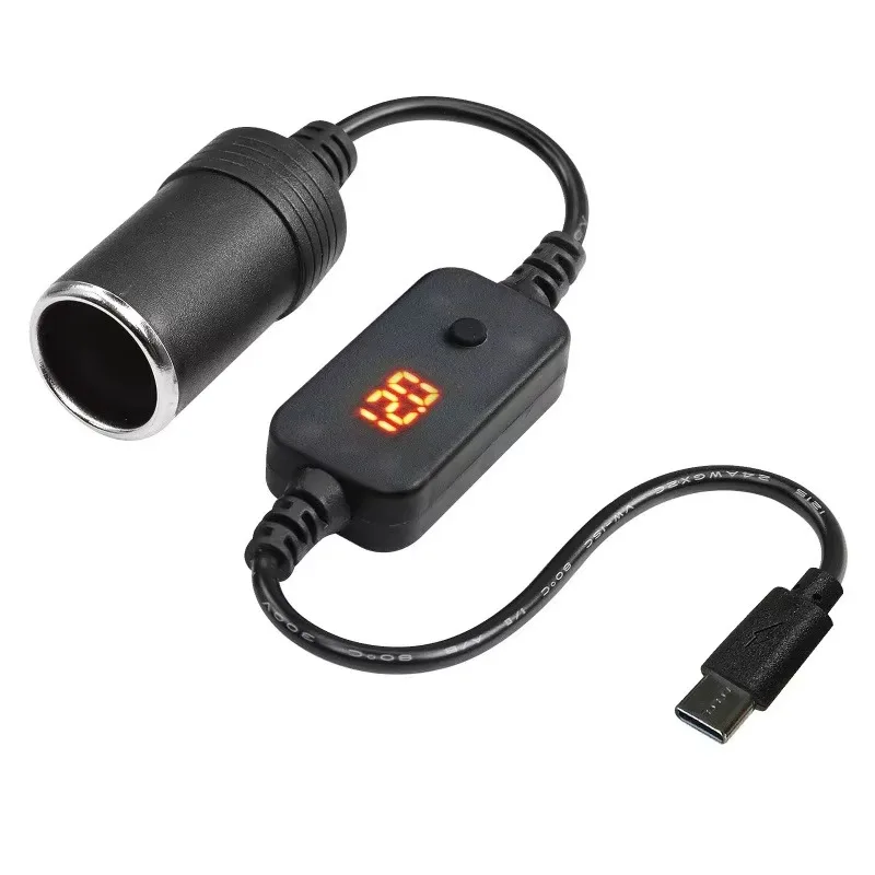 Adjustable Voltage 5/9/12V USB C To Car Cigarette Lighter Socket Cable with Voltmeter Display, for Car Charger GPS Dashboard Cam
Adjustable Voltage 5/9/12V USB C To Car Cigarette Lighter Socket Cable with Voltmeter Display, for Car Charger GPS Dashboard Cam