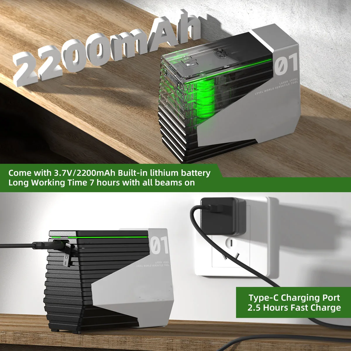 Green Laser Level E011G Rotary Staff Leveling Vertical Horizontal Line Switch Separately Diode Precision Out Door
Green Laser Level E011G Rotary Staff Leveling Vertical Horizontal Line Switch Separately Diode Precision Out Door