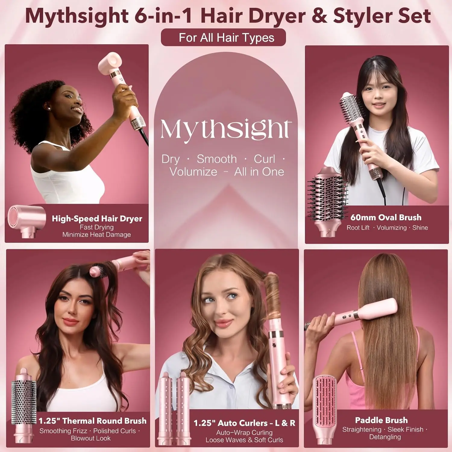 StyleVibe 6-in-1 Air Styler, Hair Dryer & Blow Dryer Brush with Auto-Wrap Curl L/R, Fast Drying, Smooth Blowouts, Root-Lift Volu
StyleVibe 6-in-1 Air Styler, Hair Dryer & Blow Dryer Brush with Auto-Wrap Curl L/R, Fast Drying, Smooth Blowouts, Root-Lift Volu