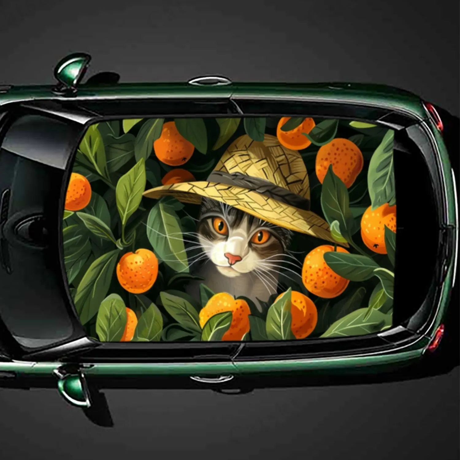Cute Cat with Straw Hat Fruits Car Roof Sticker PVC Self Waterproof stick , Striking Auto Exterior Accessories Decoration Prote
Cute Cat with Straw Hat Fruits Car Roof Sticker PVC Self Waterproof stick , Striking Auto Exterior Accessories Decoration Prote