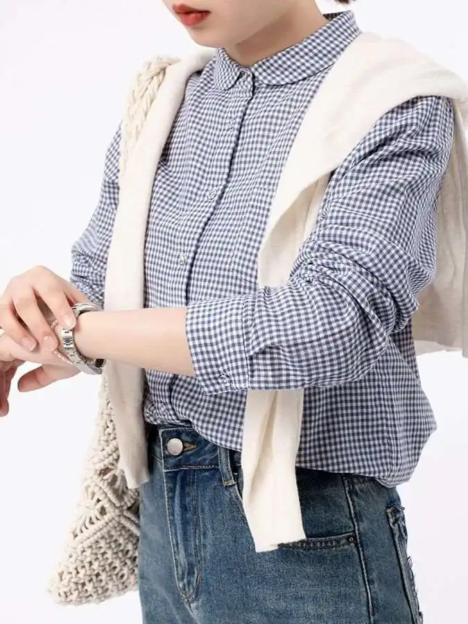 Suding Casual White irt Yarn Dyed Pure Cotton Long Sve round Ne Commute Sle Women's Spring Faion Thin Fabric
Suding Casual White irt Yarn Dyed Pure Cotton Long Sve round Ne Commute Sle Women's Spring Faion Thin Fabric