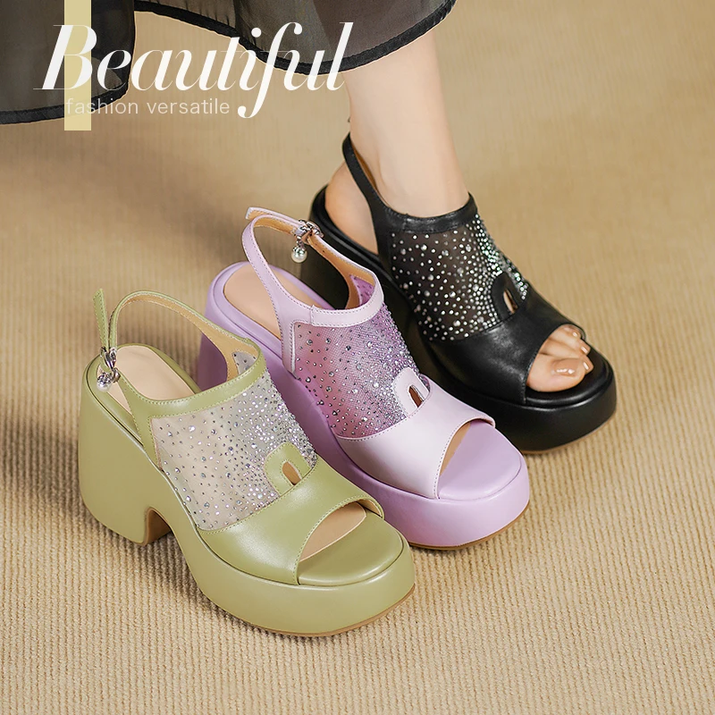 2025 summer women sandals natural leather 22-24.5cm cowhide+mesh+rhinestone women shoes High heels waterproof platform mules
2025 summer women sandals natural leather 22-24.5cm cowhide+mesh+rhinestone women shoes High heels waterproof platform mules