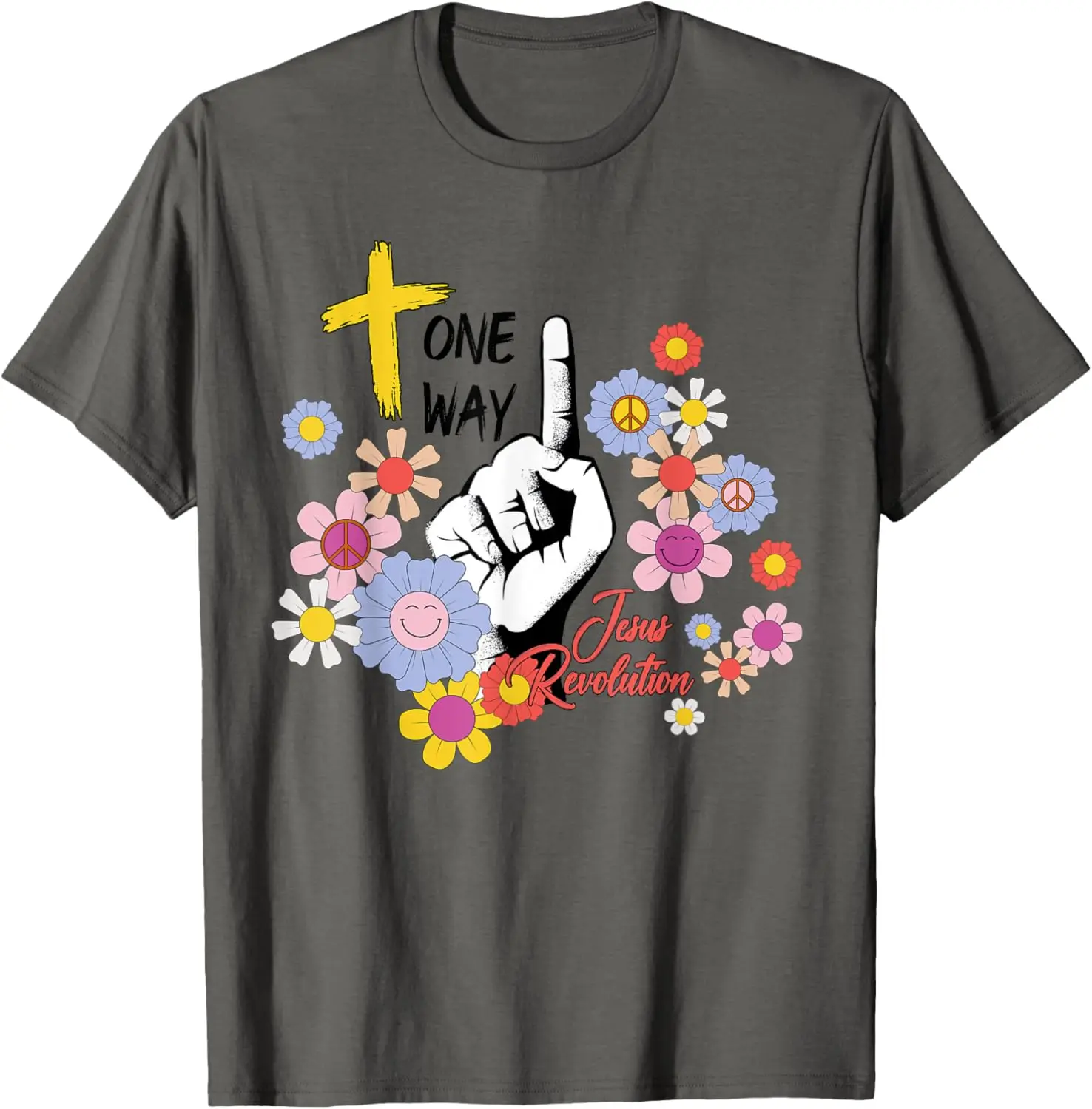 Jesus Revolution One Way Finger Cross Retro Hippie Flowers Graphic Tee Men's Short Sleeve T-Shirt Breathable Cotton
Jesus Revolution One Way Finger Cross Retro Hippie Flowers Graphic Tee Men's Short Sleeve T-Shirt Breathable Cotton