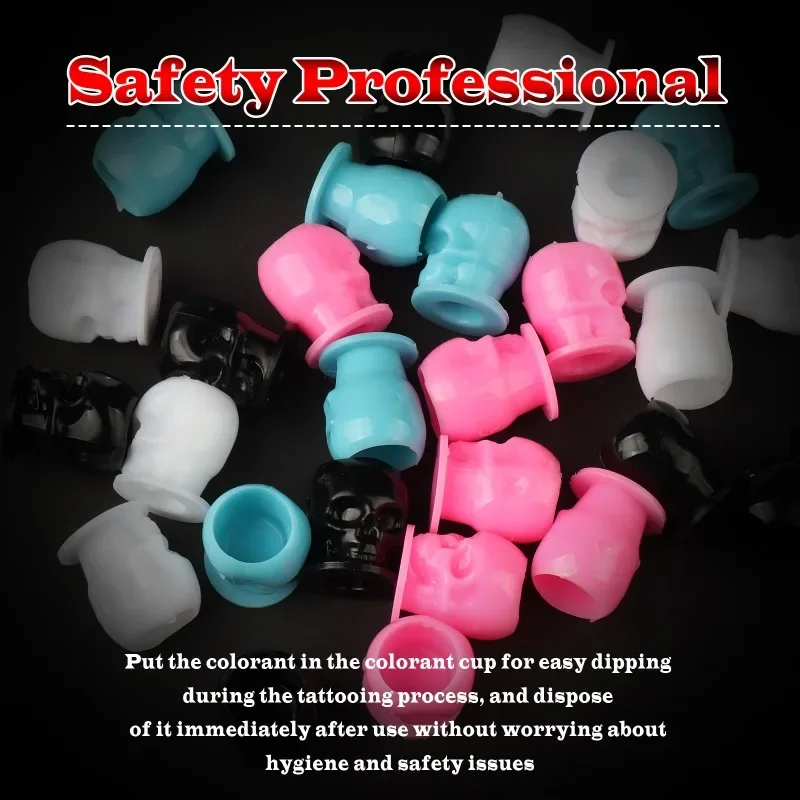 100pcs New Tattoo Ink Cups Skull With Base Disposable Professional Tattoo Makeup Tool Pigment Cups Plastic Holder for Artists
100pcs New Tattoo Ink Cups Skull With Base Disposable Professional Tattoo Makeup Tool Pigment Cups Plastic Holder for Artists