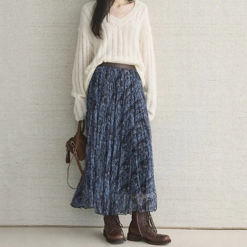 Women's with Floral Print Maxi Skirts Korean Style High Waist Vintage Sheer Mesh A-line Skirt Elegant Streetwear Chiffon Skirts
Women's with Floral Print Maxi Skirts Korean Style High Waist Vintage Sheer Mesh A-line Skirt Elegant Streetwear Chiffon Skirts