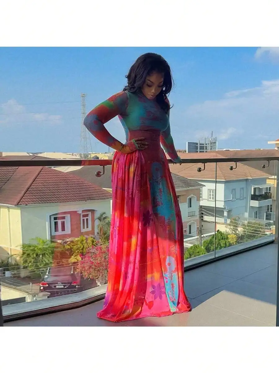 Women’s Round Neck Long Sleeve High-Waisted Pleated A-Line Maxi Dress Featuring Bold Abstract Gradient Floral Print
Women’s Round Neck Long Sleeve High-Waisted Pleated A-Line Maxi Dress Featuring Bold Abstract Gradient Floral Print
