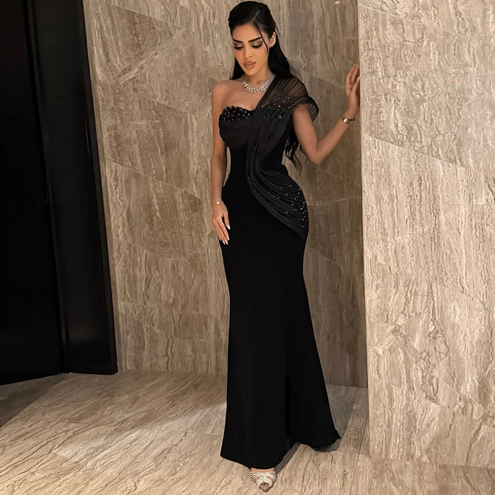Classic Black Jersey Mermaid Customized Evening Dress Formal One Shoulder Homecoming Dress Crystal Special Occasion Gowns
Classic Black Jersey Mermaid Customized Evening Dress Formal One Shoulder Homecoming Dress Crystal Special Occasion Gowns