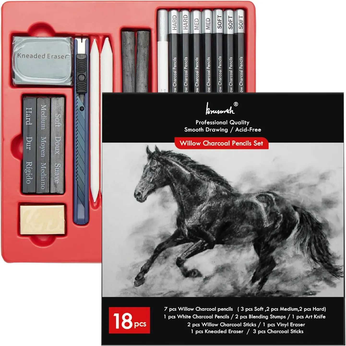 18 Pcs Charcoal Pencils for Drawing, Sketching & Shading - Art Supplies Set for Beginners & Artists
18 Pcs Charcoal Pencils for Drawing, Sketching & Shading - Art Supplies Set for Beginners & Artists