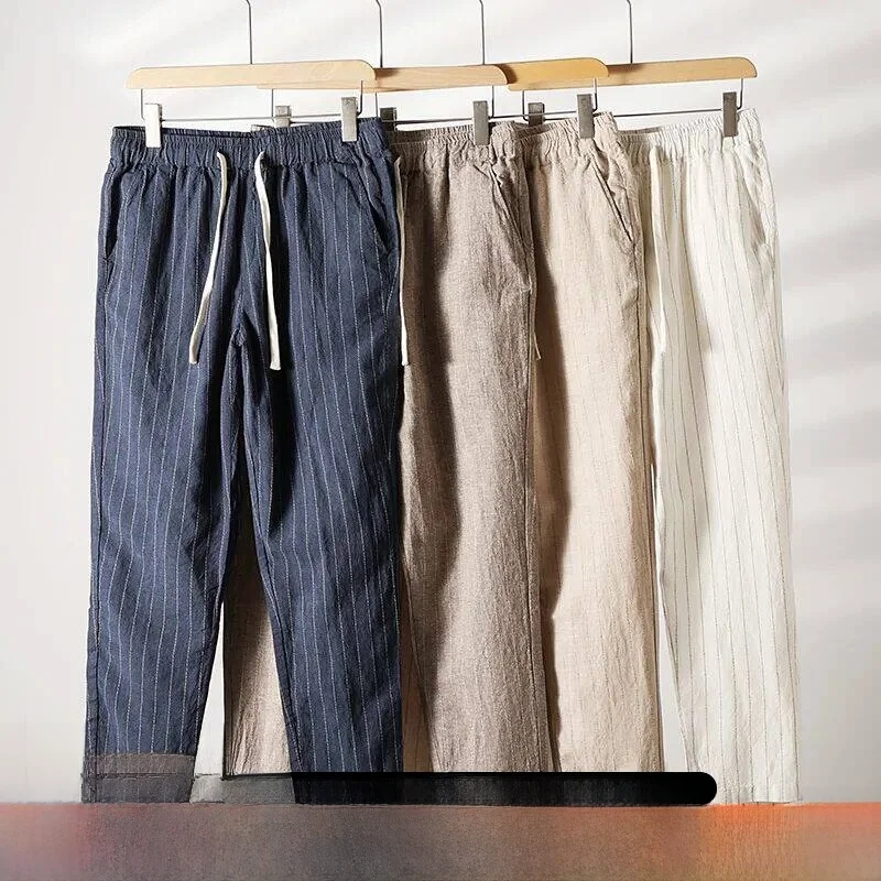 High-End Linen Summer Casual Pants Men's Elastic Waist Straight Leg Thin Cotton Linen Casual Trousers Youth Vitality Style
High-End Linen Summer Casual Pants Men's Elastic Waist Straight Leg Thin Cotton Linen Casual Trousers Youth Vitality Style