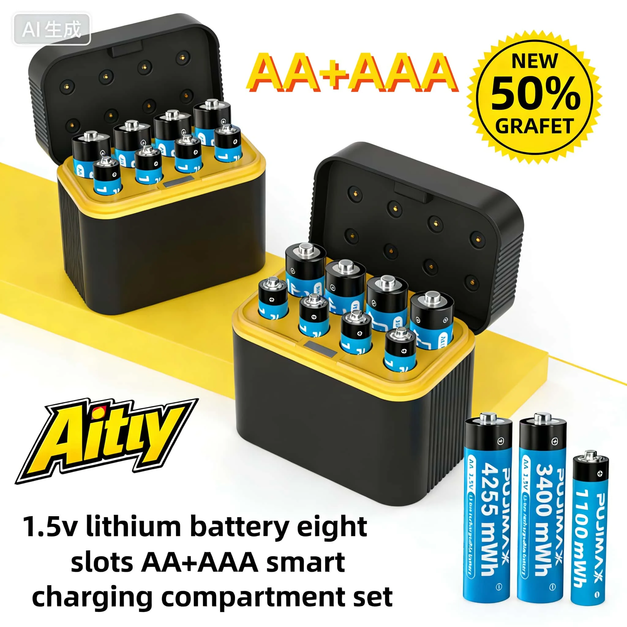 8-Slot Rapid Charger for AA/AAA Lithium-Ion Rechargeable Batteries,1.5V Fast USB Battery Charger Box
8-Slot Rapid Charger for AA/AAA Lithium-Ion Rechargeable Batteries,1.5V Fast USB Battery Charger Box