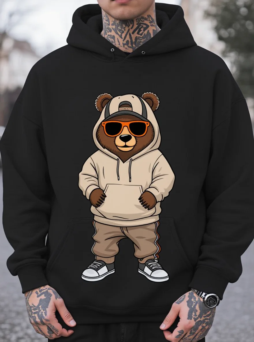 Мужская толстовка с капюшоном Cool Bear, плюш, весна-осень-зима, большие размеры
Мужская толстовка с капюшоном Cool Bear, плюш, весна-осень-зима, большие размеры