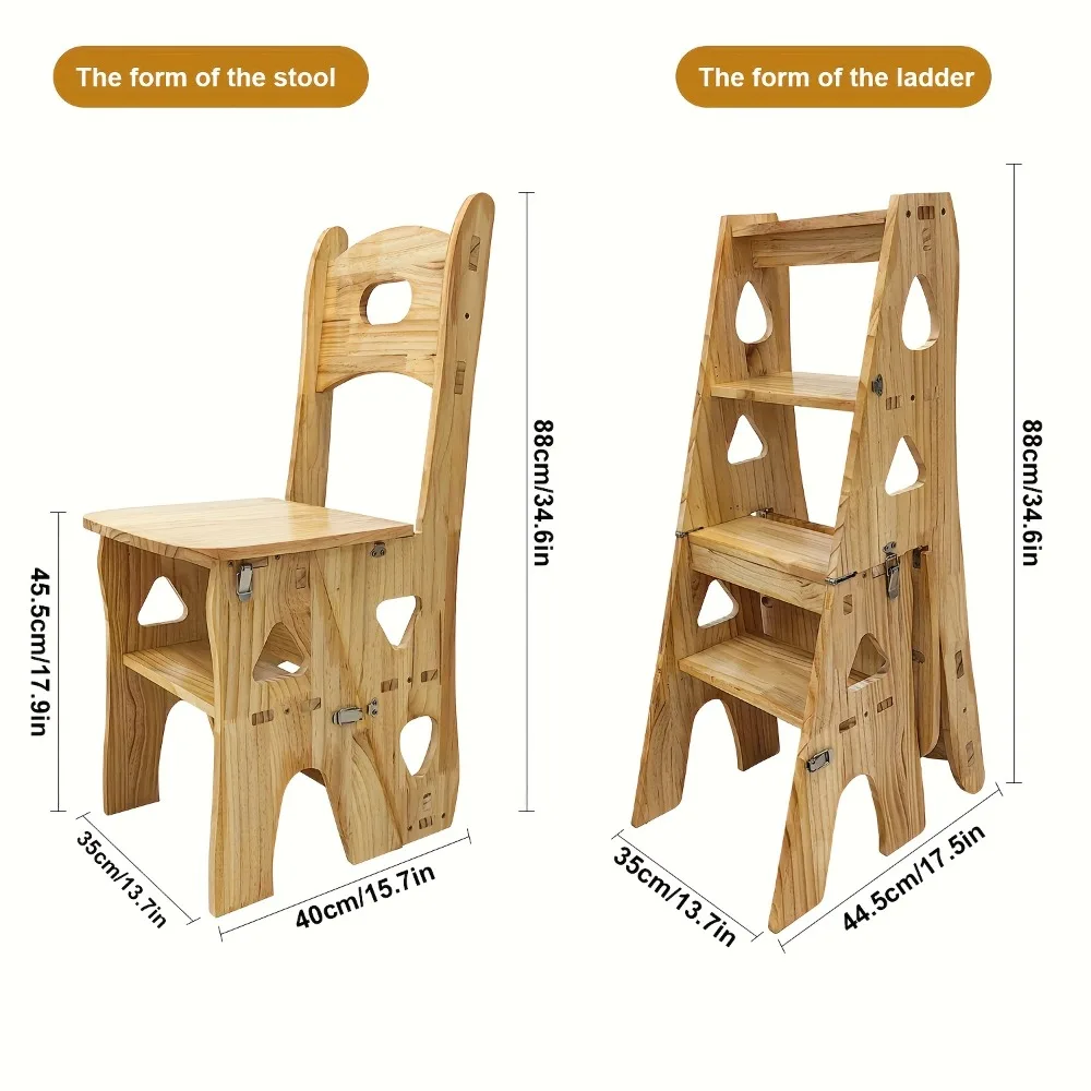 4 Step Foot Stool Chair 3in 1 Wooden Library Ladder Solid Folding Portable Wood Display Stand Flower Rack Indoor Stepladder
4 Step Foot Stool Chair 3in 1 Wooden Library Ladder Solid Folding Portable Wood Display Stand Flower Rack Indoor Stepladder