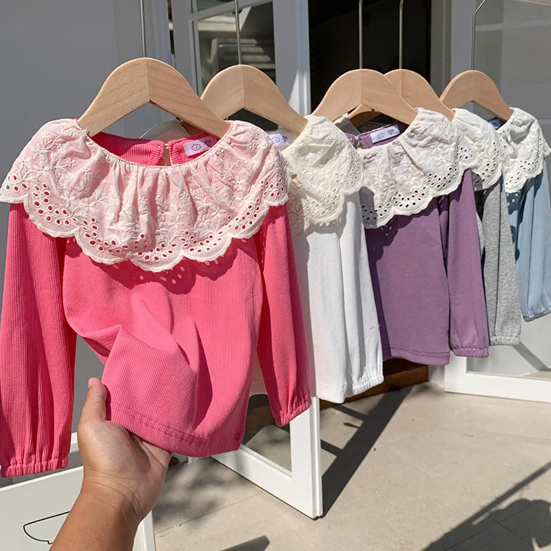 T-shirts Baby Girls' Lace Blouse Ruffle Collar Long Sleeve Top Princess Style Base Layer For Infants Kids Clothes
T-shirts Baby Girls' Lace Blouse Ruffle Collar Long Sleeve Top Princess Style Base Layer For Infants Kids Clothes