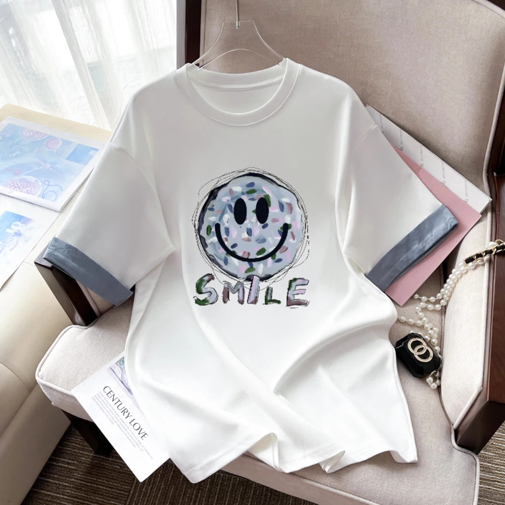 Smiley Face Print Vintage Women T-shirt Summer New O-neck Short Sleeve Cotton T-shirt Plus Size Casual Top Streetwear
Smiley Face Print Vintage Women T-shirt Summer New O-neck Short Sleeve Cotton T-shirt Plus Size Casual Top Streetwear