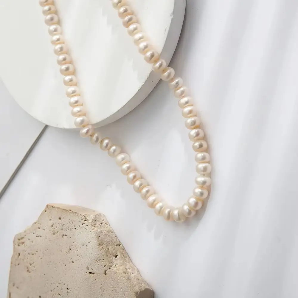 White Button Shape Pearl 7-8mm Necklace Threaded Beads Clavicle Chain Women Jewelry Birthday Gift Jewelry 45cm
White Button Shape Pearl 7-8mm Necklace Threaded Beads Clavicle Chain Women Jewelry Birthday Gift Jewelry 45cm