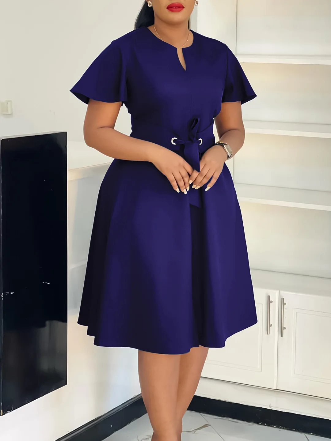 Women's 2026 summer fashion temperament solid color strap short sleeved plus size dress
Women's 2026 summer fashion temperament solid color strap short sleeved plus size dress