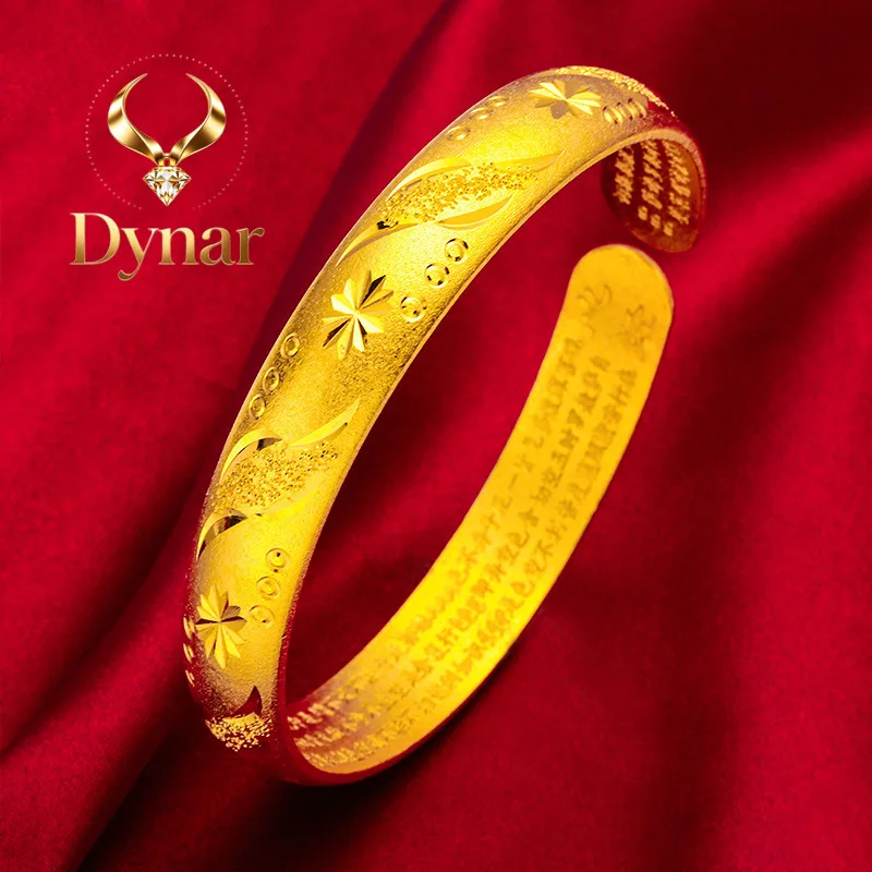 Dynar Jewelry 24K Gold Heart Sutra Open Bracelet AU999 Chinese style outfit in gold highlights the oriental Buddhist charm
Dynar Jewelry 24K Gold Heart Sutra Open Bracelet AU999 Chinese style outfit in gold highlights the oriental Buddhist charm