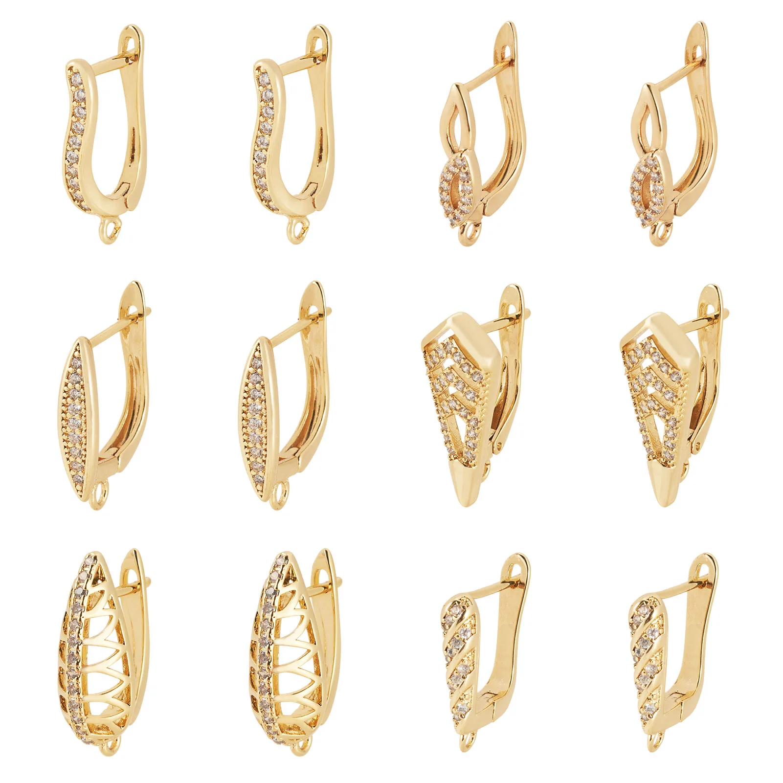 6 Pairs Golden Plated Brass Micro Pave Clear Cubic Zirconia Hoop Earring Findings for Women Earrings DIY Jewelry Making
6 Pairs Golden Plated Brass Micro Pave Clear Cubic Zirconia Hoop Earring Findings for Women Earrings DIY Jewelry Making
