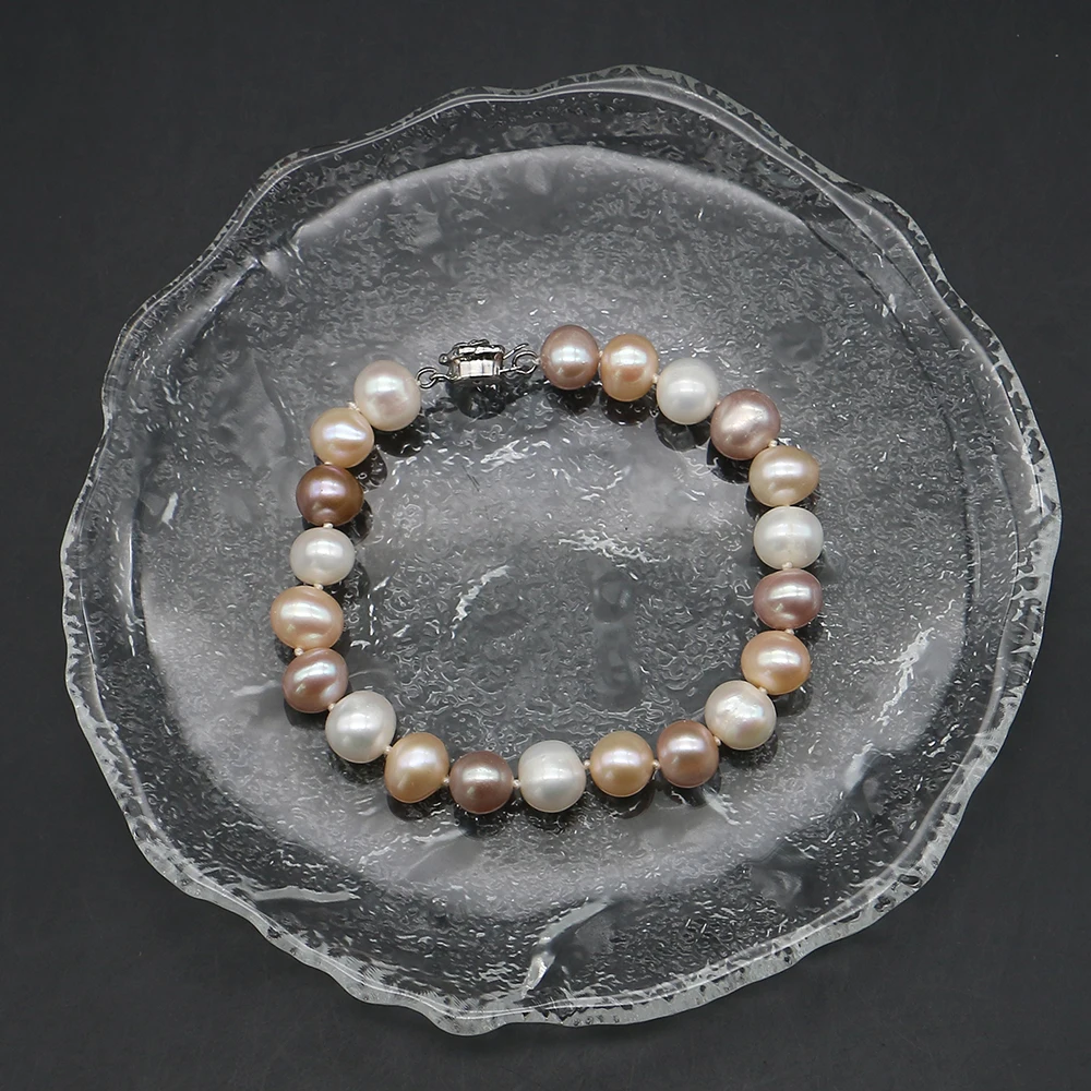 Creative Irregular Natural Freshwater Pearl Bracelet 9-10mm Colorful Baroque Pearls with Floral Clasp Design Wrist Jewelry Gift
Creative Irregular Natural Freshwater Pearl Bracelet 9-10mm Colorful Baroque Pearls with Floral Clasp Design Wrist Jewelry Gift