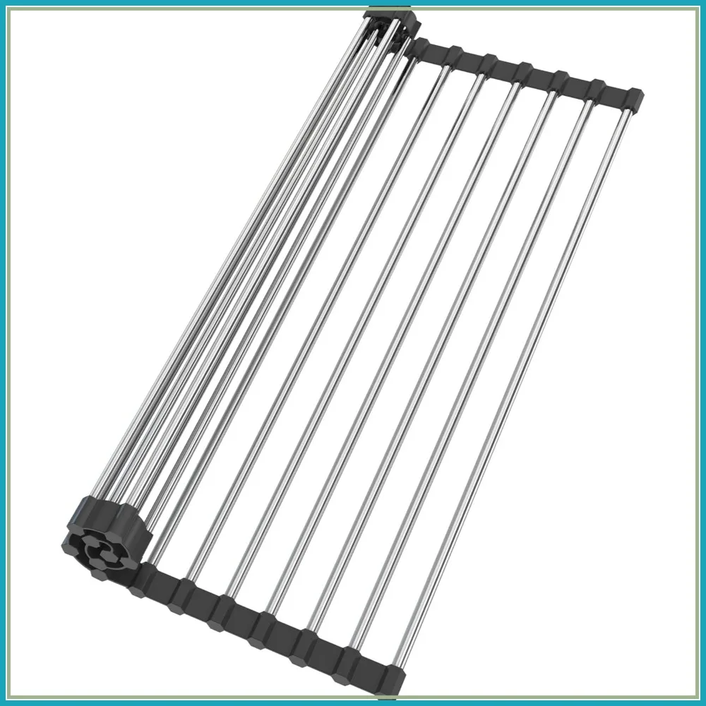 Roll Up Dish Drying Rack for Over Sink - 17.5"x11.8" Foldable Stainless Steel Kitchen Drainer, Black
Roll Up Dish Drying Rack for Over Sink - 17.5"x11.8" Foldable Stainless Steel Kitchen Drainer, Black