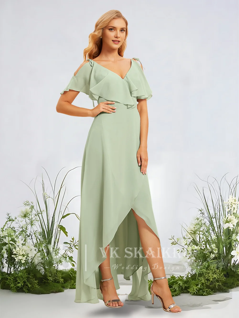 QC Women Blue Lavender A-Line V-Neck Asymmetrical Chiffon Bridesmaid Dresses With Ruffle Wedding Party Guest Evening Cocktail
QC Women Blue Lavender A-Line V-Neck Asymmetrical Chiffon Bridesmaid Dresses With Ruffle Wedding Party Guest Evening Cocktail