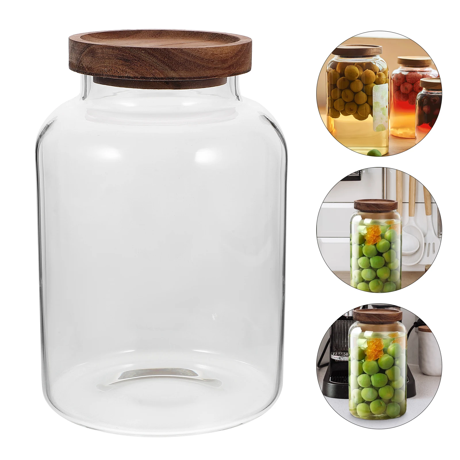 Wood Lid Glass Jar Multi Function Tea Canister Dried Fruit Grain Storage Transparent Glass Containers
Wood Lid Glass Jar Multi Function Tea Canister Dried Fruit Grain Storage Transparent Glass Containers