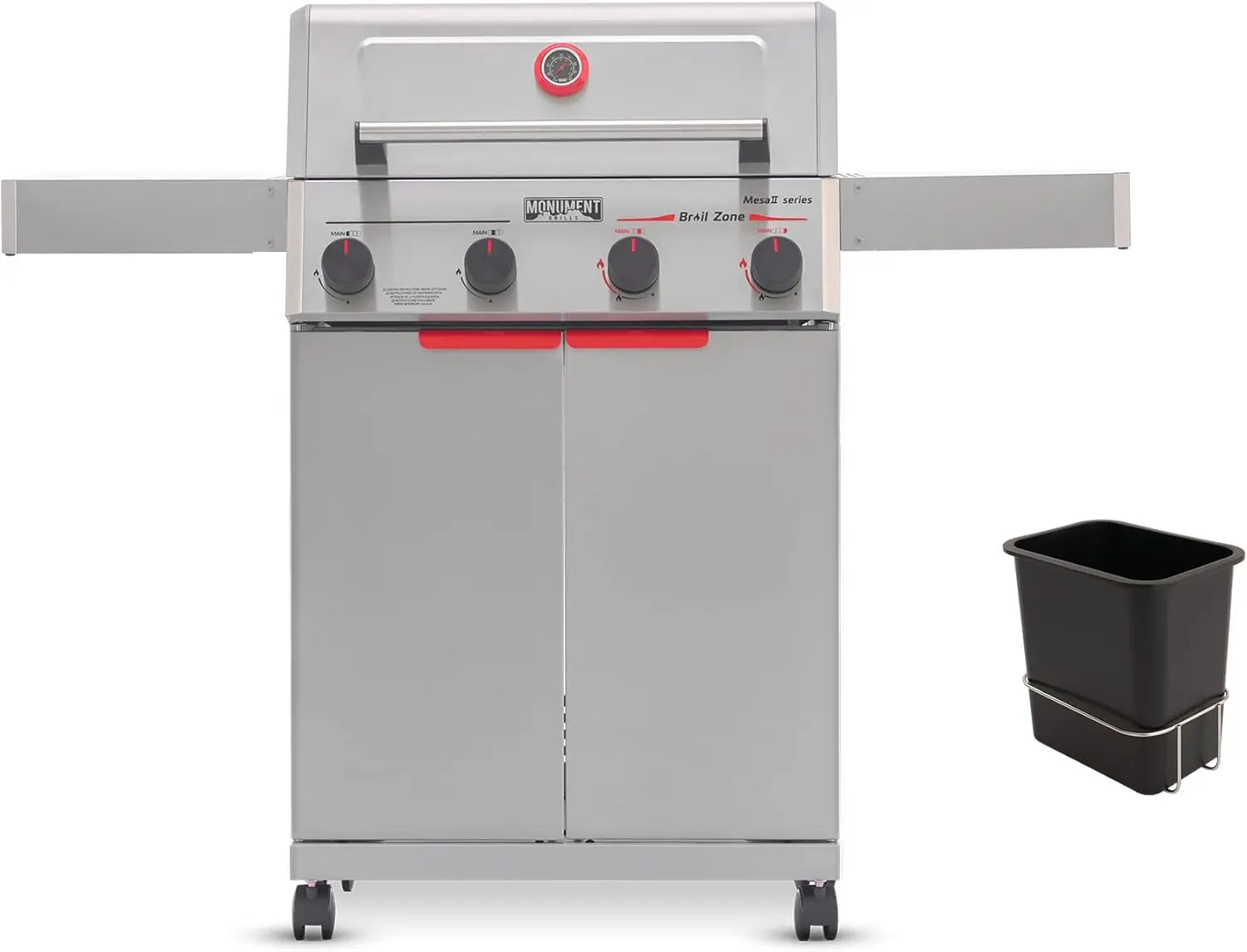 Stainless Steel 4 Burner Propane Gas Grill, 525 sq.in Cooking Area, 37,000 BTU, Reaches 500°F in 5 Mins, Broil Zone, Foldable Side Shelves, Knob Control, Built-in Thermometer, Includes Trash Can & Rack
Stainless Steel 4 Burner Propane Gas Grill, 525 sq.in Cooking Area, 37,000 BTU, Reaches 500°F in 5 Mins, Broil Zone, Foldable Side Shelves, Knob Control, Built-in Thermometer, Includes Trash Can & Rack