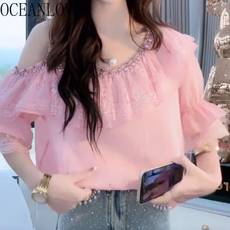 OCEANLOVE Blouses Ruffles Lace Solid Sweet Spring Summer Women Shirts Korean Fashion Elegant Loose Vintage Blusas Mujer
OCEANLOVE Blouses Ruffles Lace Solid Sweet Spring Summer Women Shirts Korean Fashion Elegant Loose Vintage Blusas Mujer