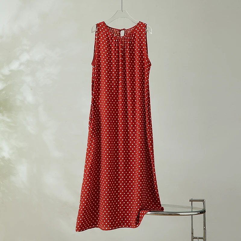 Женское платье-майка из 100% тутового шелка, крепового шелка, свободного типа, без рукавов, красный горошек, с принтом и карманами, летнее платье миди QQ033
Женское платье-майка из 100% тутового шелка, крепового шелка, свободного типа, без рукавов, красный горошек, с принтом и карманами, летнее платье миди QQ033