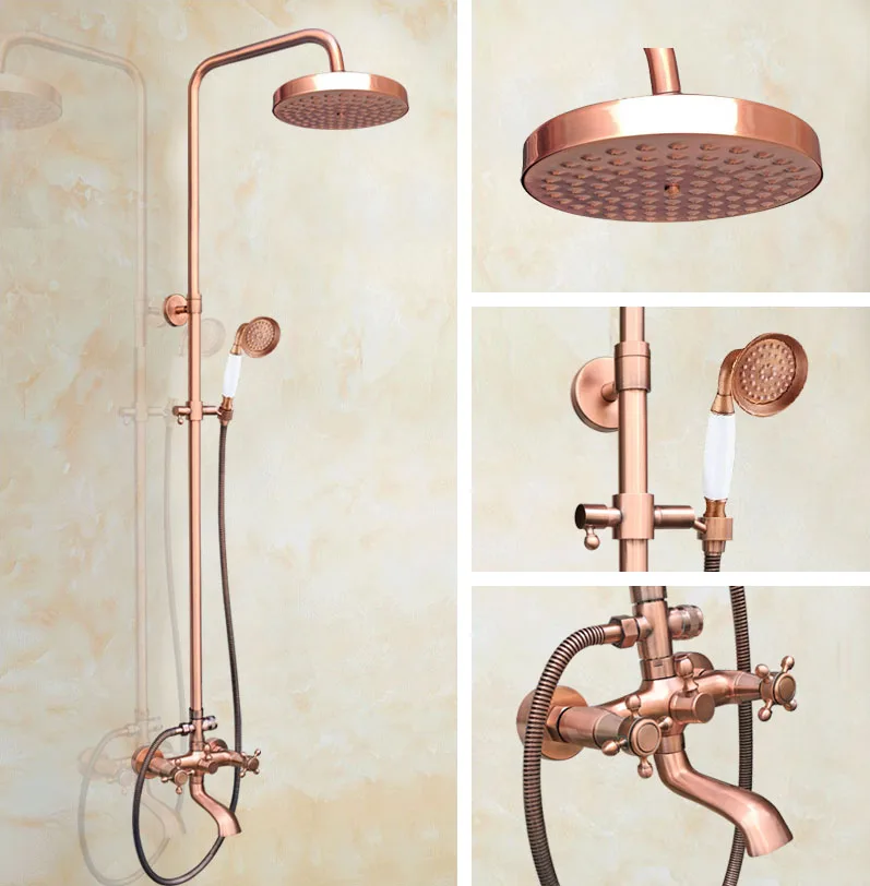 Rainfall/Handheld Shower Faucet Set Antique Red Copper Dual Handle Bathroom Bath Tub Hot And Cold Water Taps Kit Drg515
Rainfall/Handheld Shower Faucet Set Antique Red Copper Dual Handle Bathroom Bath Tub Hot And Cold Water Taps Kit Drg515