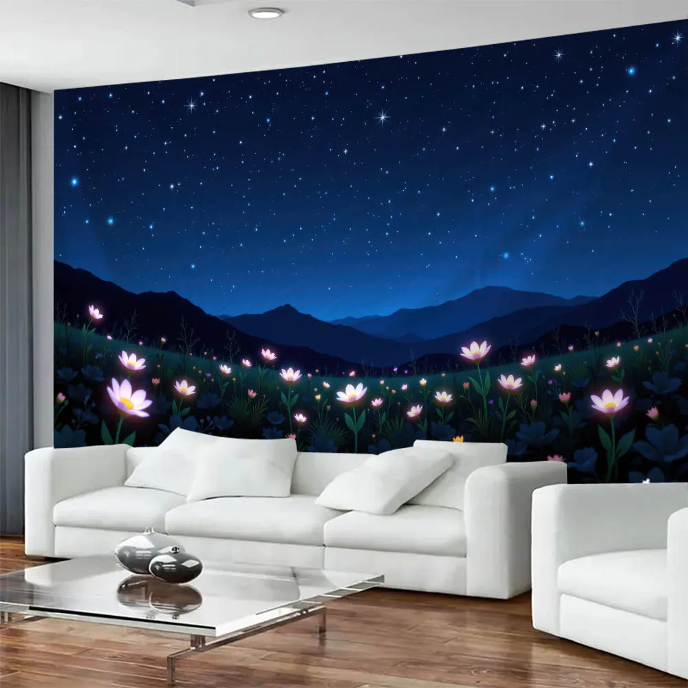Starry Sky Forest Large Scale Tapestry, Starry Night Flower Blossoms Landscape Wall Decoration, Home Aesthetics Background Cloth
Starry Sky Forest Large Scale Tapestry, Starry Night Flower Blossoms Landscape Wall Decoration, Home Aesthetics Background Cloth