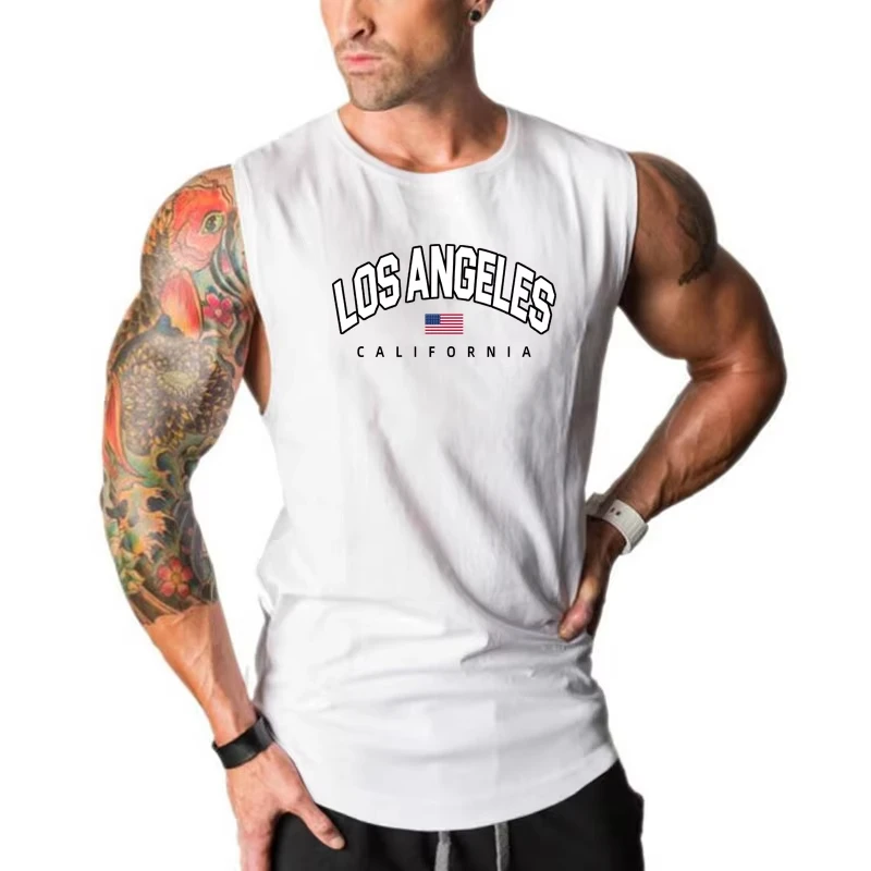 Los Angeles California USA Fashion O-neck Gym Men Tank Tops Summer Muscle Fitness Sleeveless Shirt Outdoor Sports Quick Dry Vest
Los Angeles California USA Fashion O-neck Gym Men Tank Tops Summer Muscle Fitness Sleeveless Shirt Outdoor Sports Quick Dry Vest