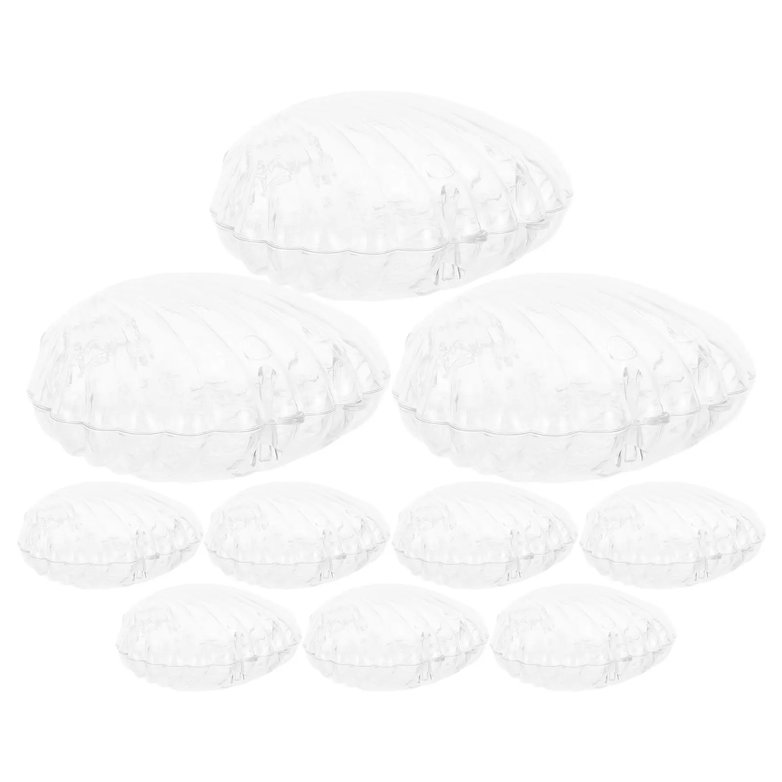 10pcs Seashell Jewelry Box Clear Plastic Small Storage Container Transparent Organizer For Earrings Necklaces Rings Mini
