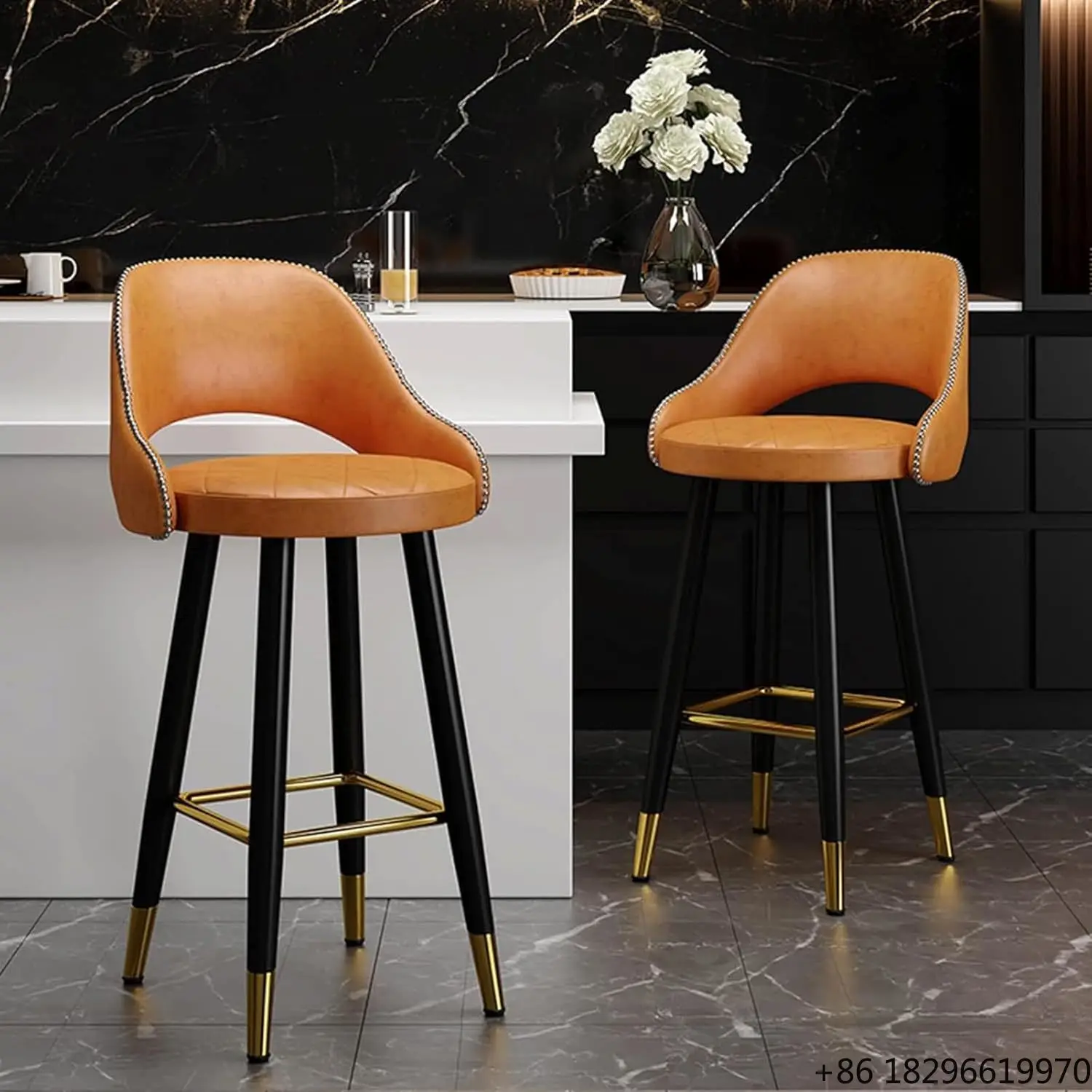 Luxury Modern PU Leather Bar Stools Counter Height Swivel Curved Back For Living Room Commercial
Luxury Modern PU Leather Bar Stools Counter Height Swivel Curved Back For Living Room Commercial