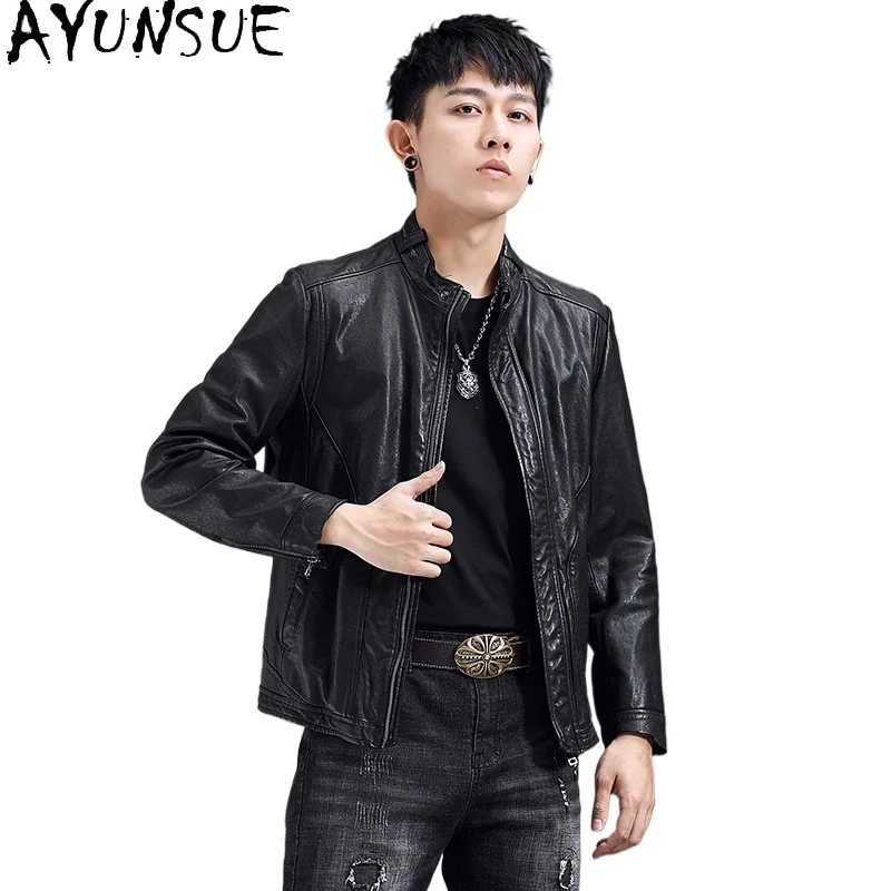 AYUNSUE 100% Sheepskin Man Genuine Leather Jacket Motorcycle Clothing Fashion Short Leather Coat Stand Collar Jaqueta De Couro
AYUNSUE 100% Sheepskin Man Genuine Leather Jacket Motorcycle Clothing Fashion Short Leather Coat Stand Collar Jaqueta De Couro