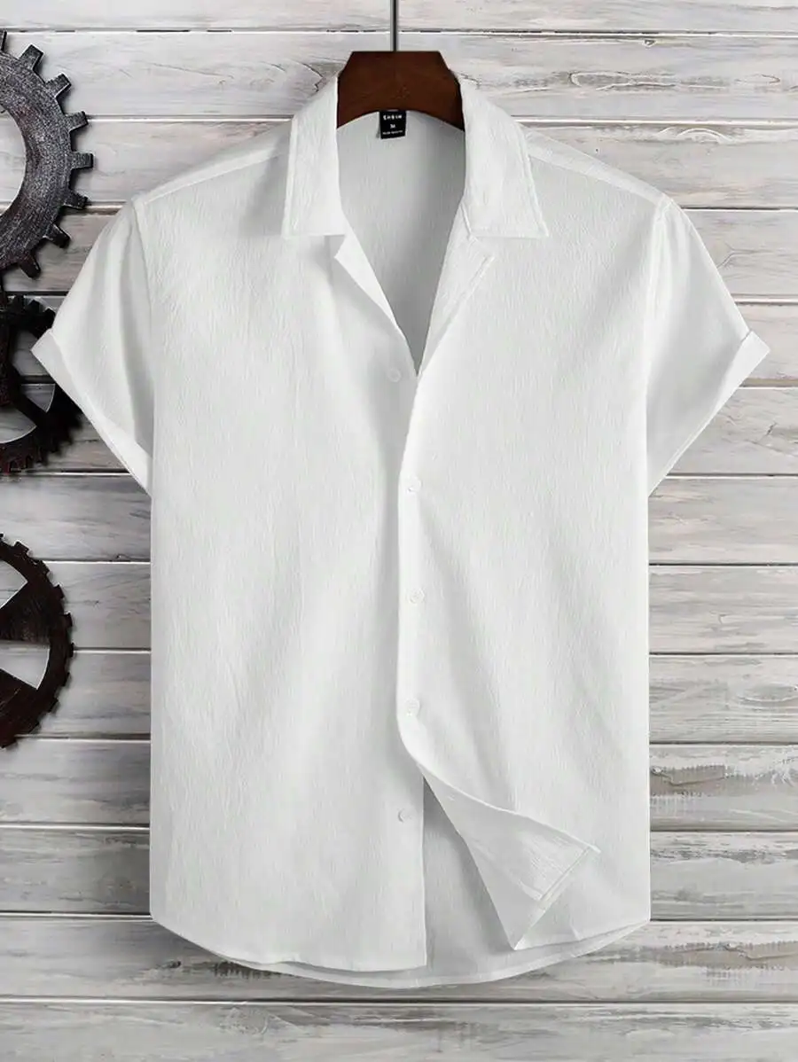 Men Short Sleeve Button Front Turn-Down Collar Casual Shirt White
Men Short Sleeve Button Front Turn-Down Collar Casual Shirt White