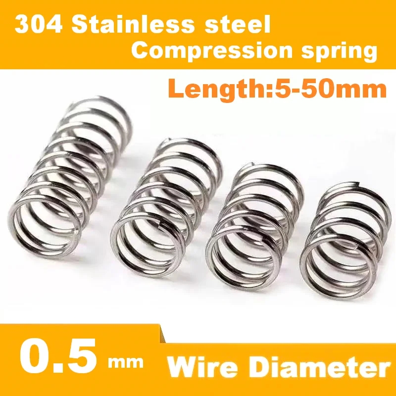 304H глянцевый материал из нержавеющей стали, пружина сжатия, возвратная пружина, длина5-50 мм, 1000 шт./лот 
304H глянцевый материал из нержавеющей стали, пружина сжатия, возвратная пружина, длина5-50 мм, 1000 шт./лот