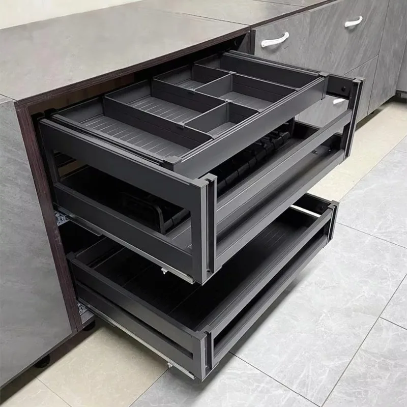 Deepened Pull-out Kitchen Cabinet Drawer-style Aluminum Alloy Bowl Basket Middle Drawer Dishware Rack Cabinet Inner Seasonings
Deepened Pull-out Kitchen Cabinet Drawer-style Aluminum Alloy Bowl Basket Middle Drawer Dishware Rack Cabinet Inner Seasonings