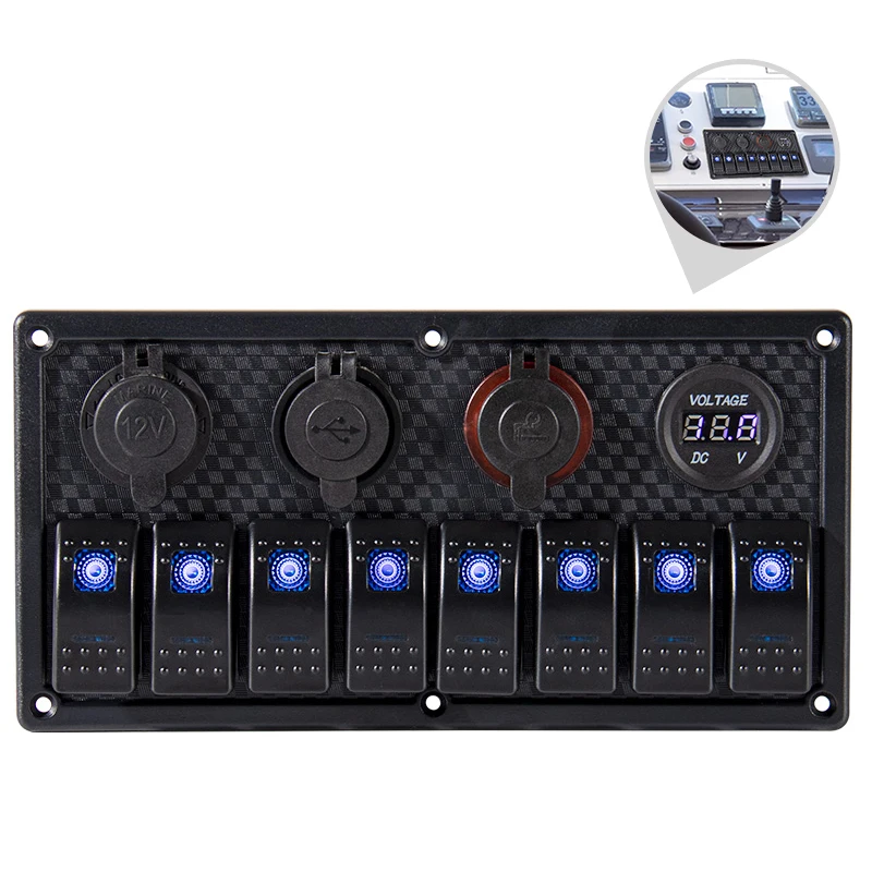8 Gang Marine Boat Switch Panel Assembly Waterproof Flame Retardant RV Yacht Car Accessory
8 Gang Marine Boat Switch Panel Assembly Waterproof Flame Retardant RV Yacht Car Accessory