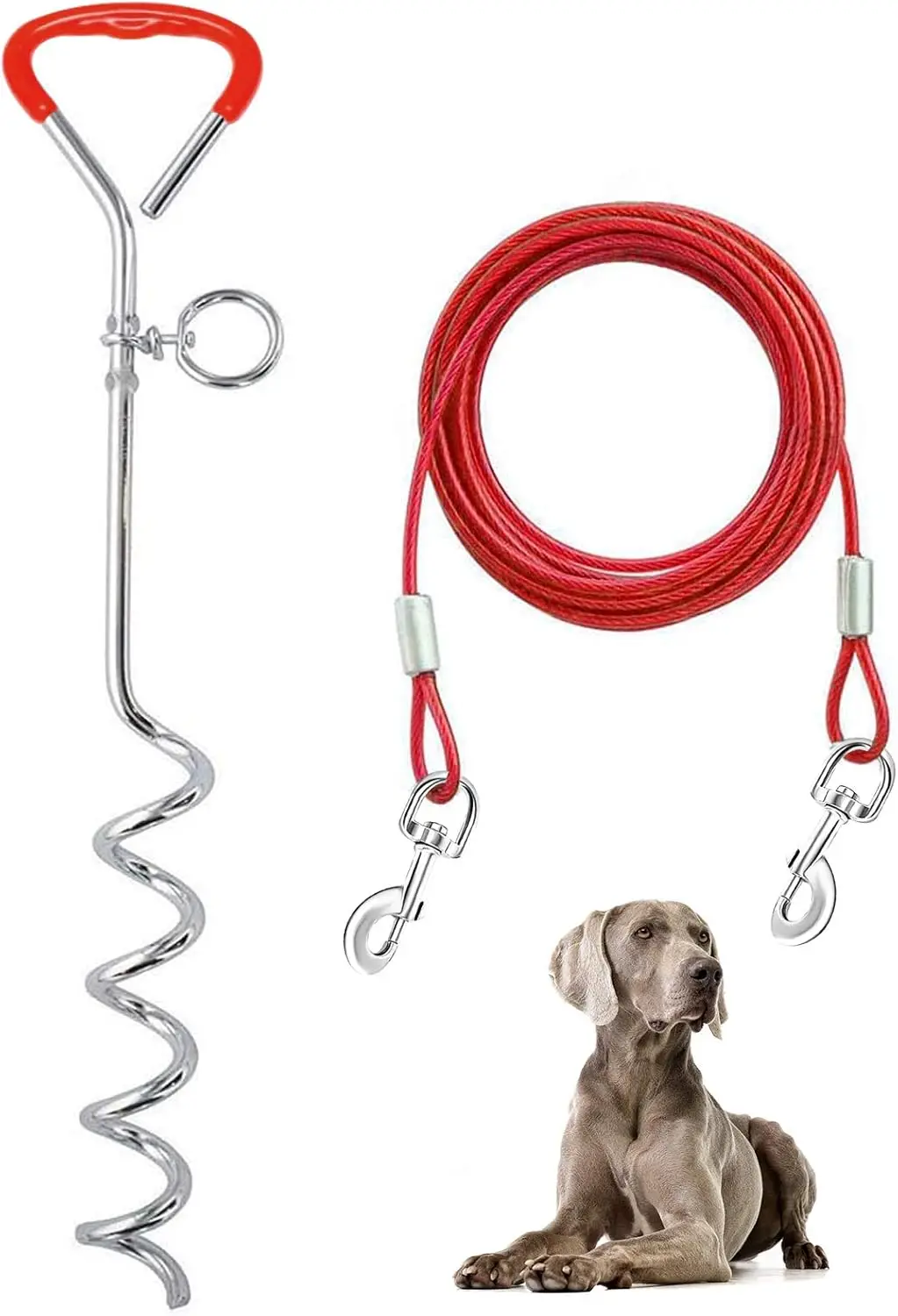 Heavy Duty Dog Tie Out Cable & Stake 32/16/10 ft for Medium to Large Dogs Up to 125 lbs, Outdoor Yard Camping
Heavy Duty Dog Tie Out Cable & Stake 32/16/10 ft for Medium to Large Dogs Up to 125 lbs, Outdoor Yard Camping