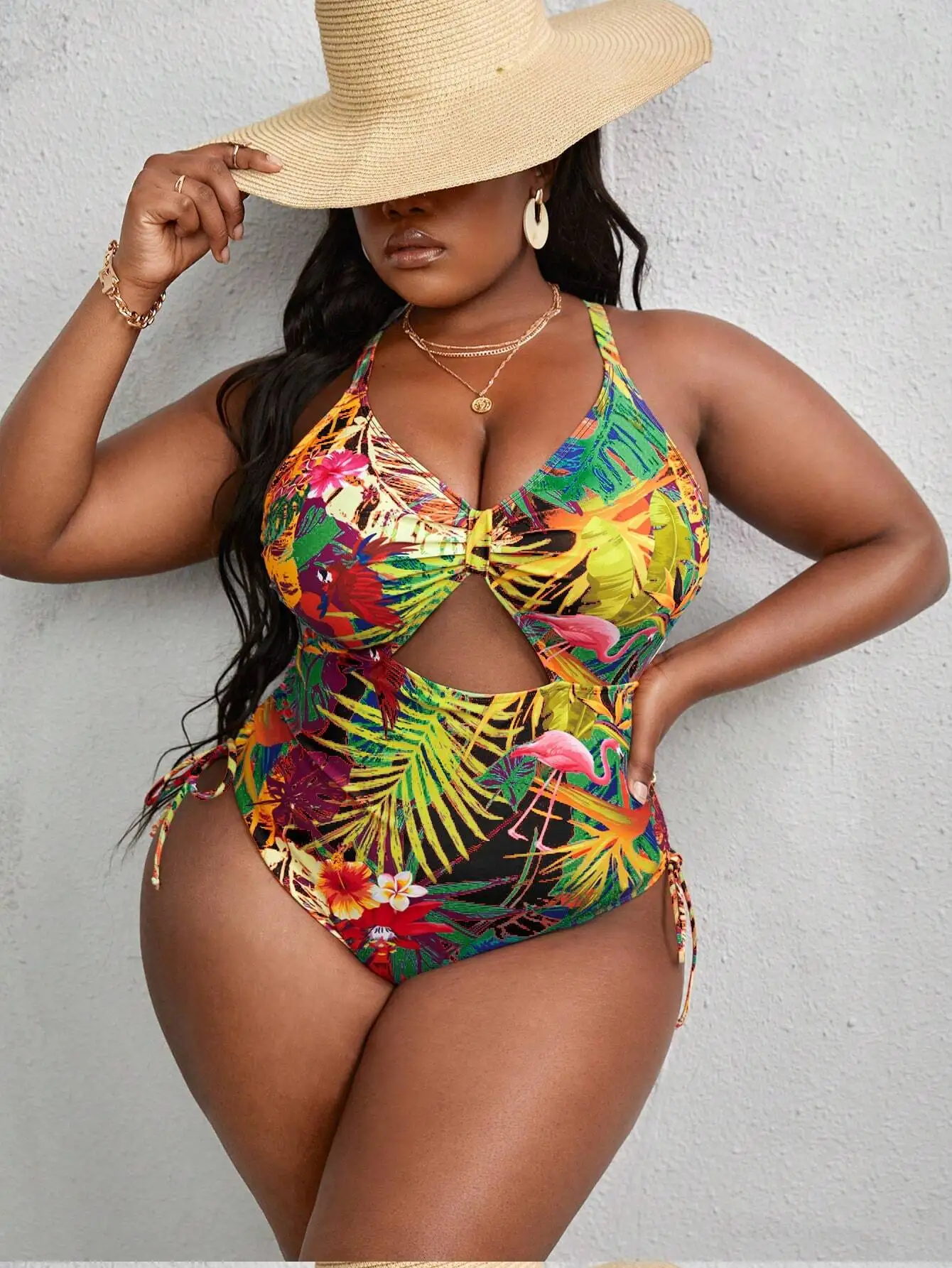 Plus Size Tropical Print Side Tie Hollow Out One Piece Swimsuit
Plus Size Tropical Print Side Tie Hollow Out One Piece Swimsuit