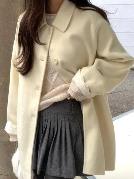 Korean Sle Winter Soft Sweet Anti-Aging Lace Design Loose Versatile Woolen Coat Women's Winter Large Coat Long Sve Butto...
Korean Sle Winter Soft Sweet Anti-Aging Lace Design Loose Versatile Woolen Coat Women's Winter Large Coat Long Sve Butto...