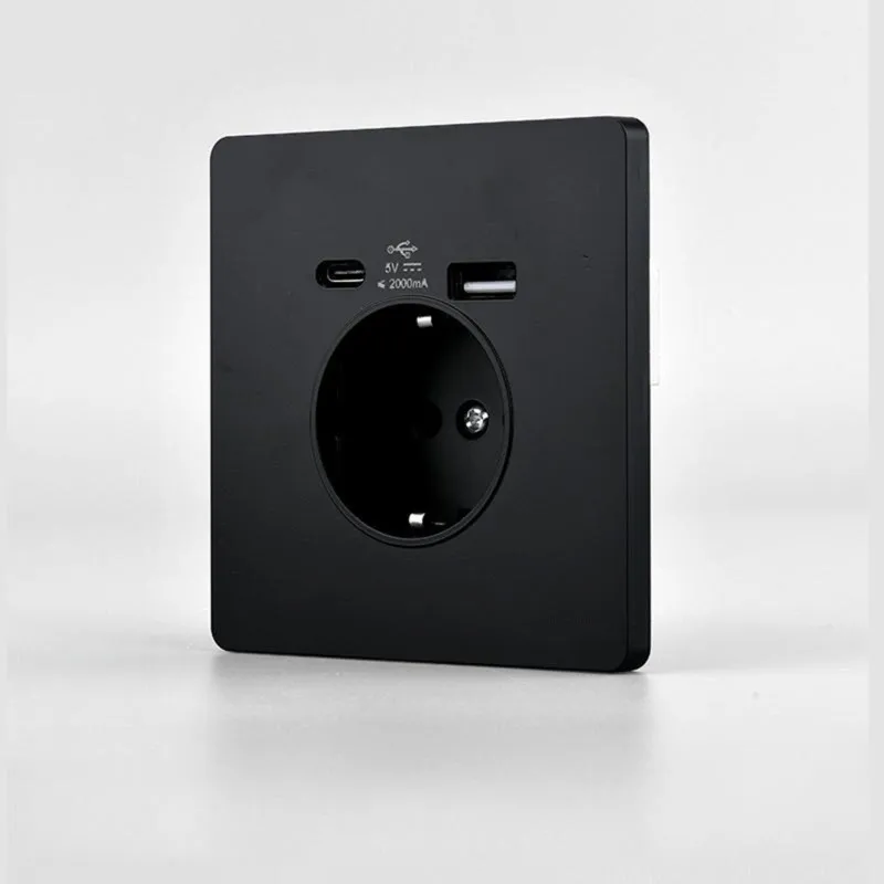 A25F-European Standard 16A Wall Socket EU Plug-Black Color With USB+ Type-C 2A-German Style Design
A25F-European Standard 16A Wall Socket EU Plug-Black Color With USB+ Type-C 2A-German Style Design
