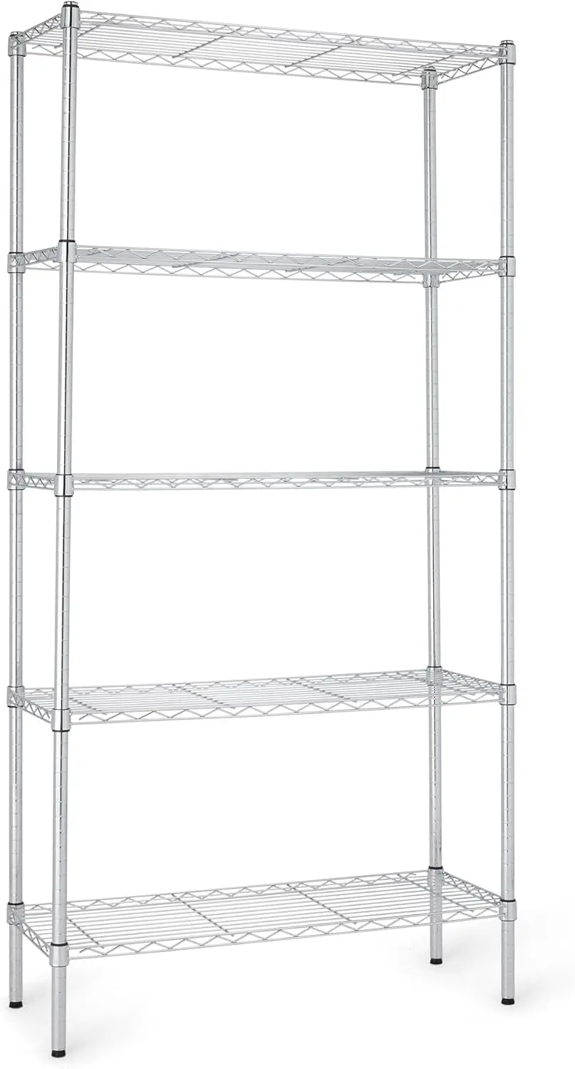 5-Shelf Adjustable Heavy Duty Steel Wire Rack, 350 lbs Capacity, No-Tool Assembly, 36"x14"x72", Chrome
5-Shelf Adjustable Heavy Duty Steel Wire Rack, 350 lbs Capacity, No-Tool Assembly, 36"x14"x72", Chrome
