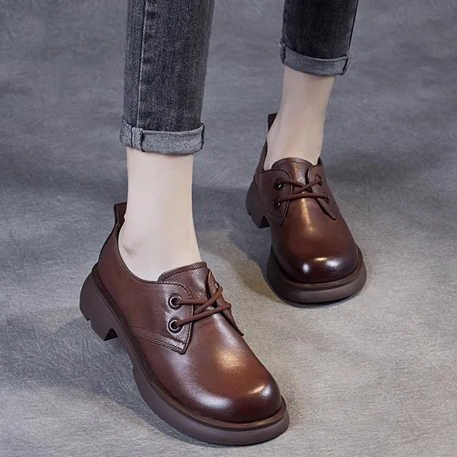 British Style Flat Heel Soft Leather Genuine Top Layer Cowhide Shoes Lace up Women's Footwear Comfortable Casual Fashion
British Style Flat Heel Soft Leather Genuine Top Layer Cowhide Shoes Lace up Women's Footwear Comfortable Casual Fashion