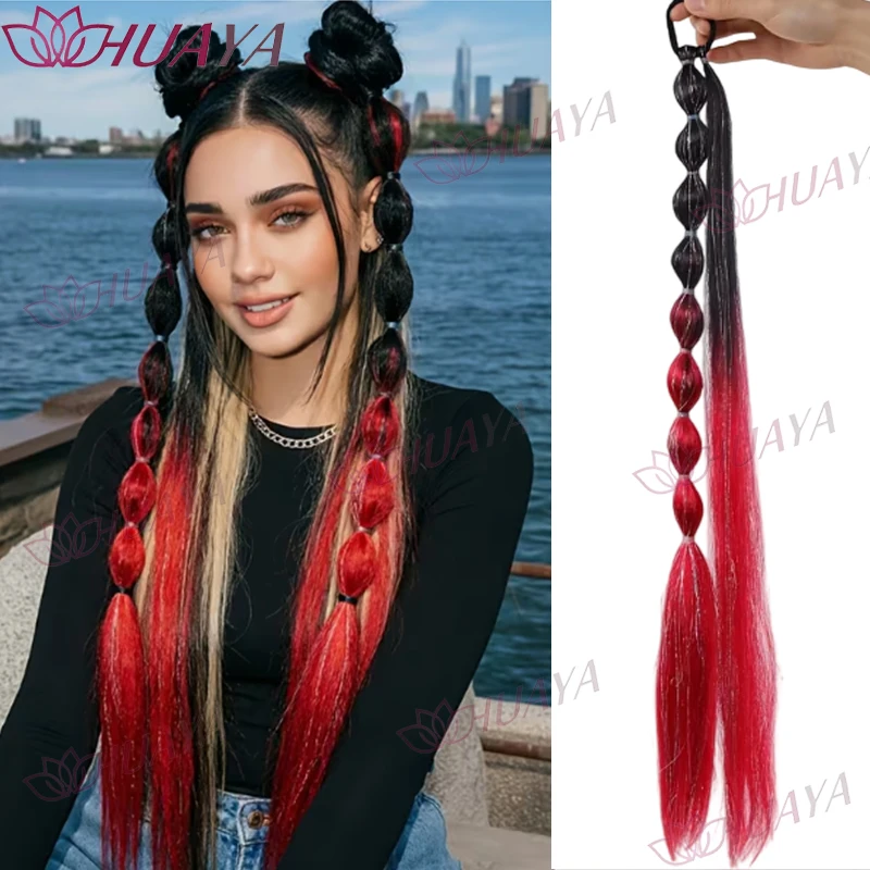 Women’s Synthetic Fiber Ombre Red Lantern Bubble Ponytail Hair Extensions, Elastic Tie Gradient Color Bubble Braid Hairpieces wi
Women’s Synthetic Fiber Ombre Red Lantern Bubble Ponytail Hair Extensions, Elastic Tie Gradient Color Bubble Braid Hairpieces wi